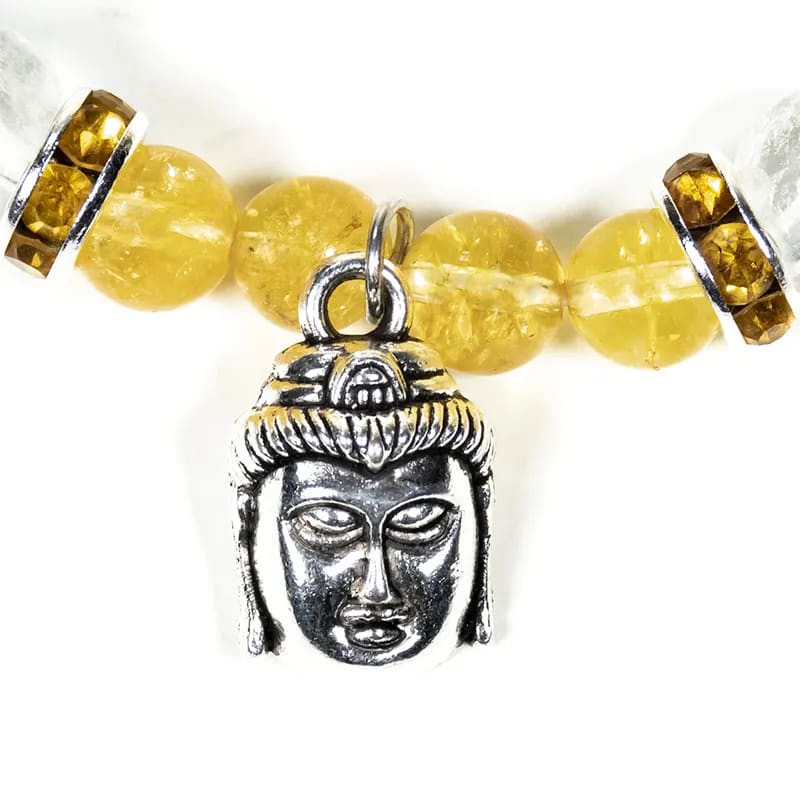Bracelet Citrine / Cristal de roche avec Bouddha de gros