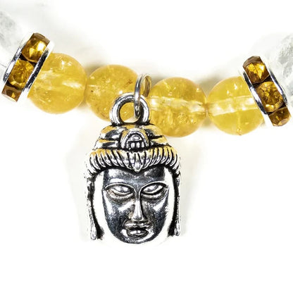 Bracelet Citrine / Cristal de roche avec Bouddha de gros thumb