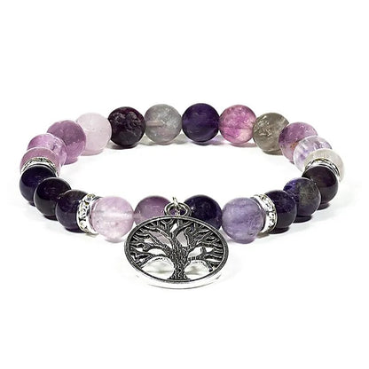 Bracelet fluorite/amethyst with tree of life thumb