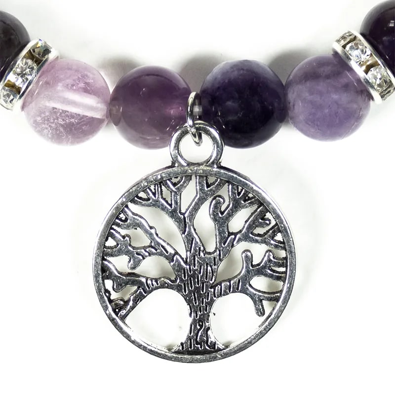 Bracelet fluorite/amethyst with tree of life wholesale