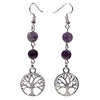 Pendientes fluorita/amatista con árbol de la vida
