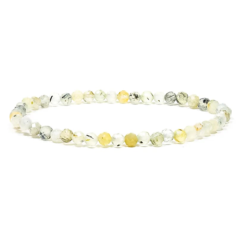 Bracelet de préhnite a facettes élastique