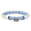 Angelite/rock crystal bracelet elastic with heart