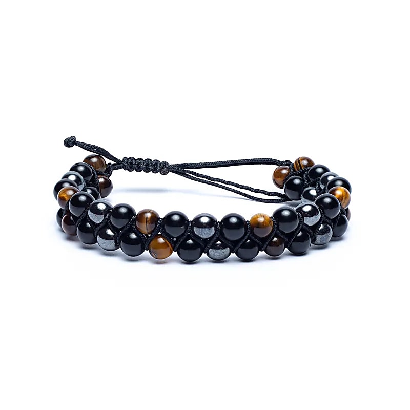 Pulsera hematita/ obsidiana/ ojo de tigre regulable