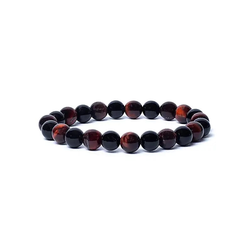Bracelet black onyx/ red tiger eye AA quality elastic