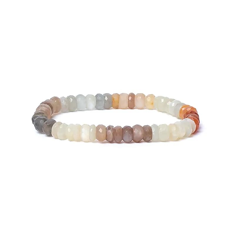 Bracelet pierre de lune multicolore à facette qualité AA élastique