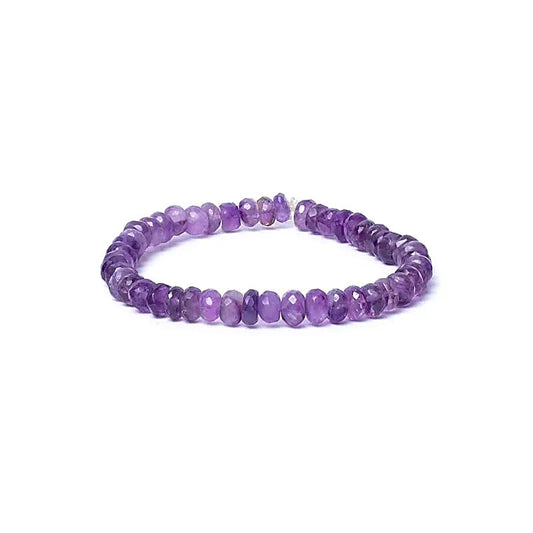 Pulsera elástica de amatista facetada calidad AA