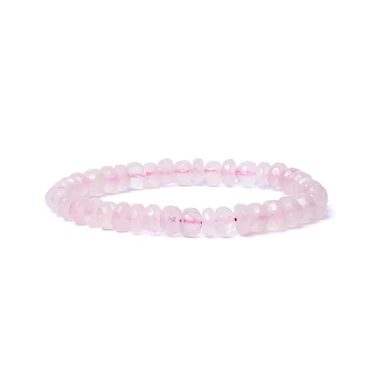 Bracelet Quartz rose à facette qualité AA élastique