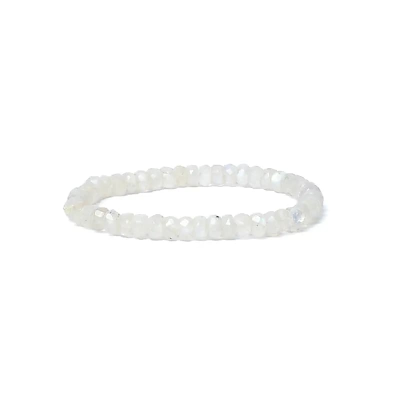 Pulsera elástica de piedra lunar arcoiris facetada calidad AA