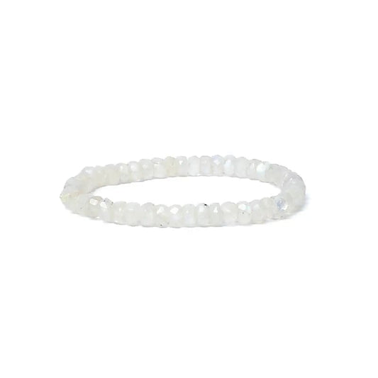 Pulsera elástica de piedra lunar arcoiris facetada calidad AA
