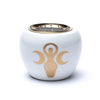 Incense burner white & gold goddess symbol