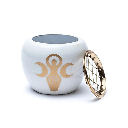Incense burner white &amp; gold goddess symbol wholesale thumb