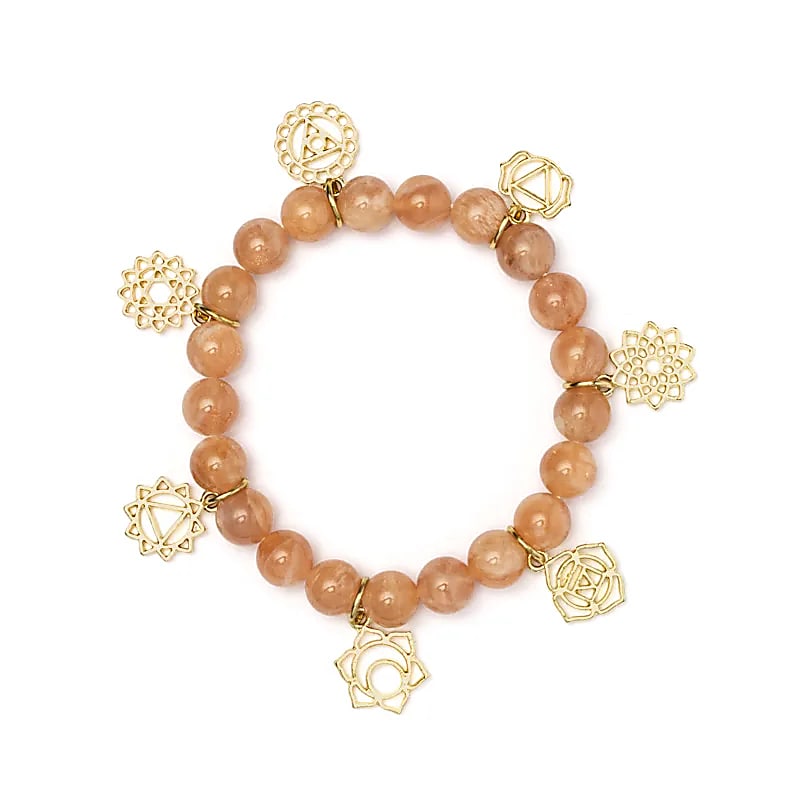 Braccialetto con charm simboli chakra pietra del sole