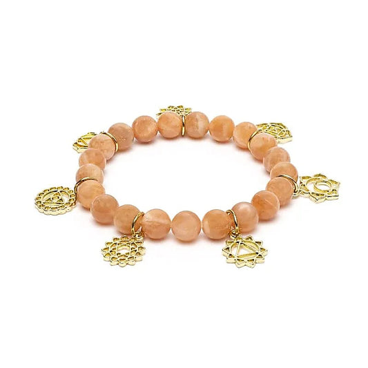 Braccialetto con charm simboli chakra pietra del sole