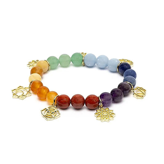 Braccialetto con ciondoli a simbolo dei chakra e pietre chakra