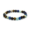Bracelet for wide wrist with lapis lazuli, lava stone, tiger eye and amazonite