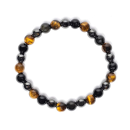Armband voor brede pols met tijgeroog, hematiet en obsidiaan groothandel thumb