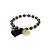 Bracelet tourmaline noire & hématite avec Arbre de Vie et pompon