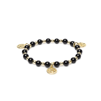 Bracelet tourmaline noire & hématite avec breloques Arbre de Vie thumb