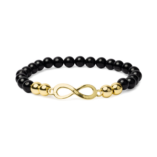 Braccialetto tormalina nera ed ematite con simbolo infinito