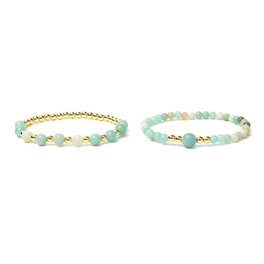 Braccialetto amazzonite ed ematite set da 2