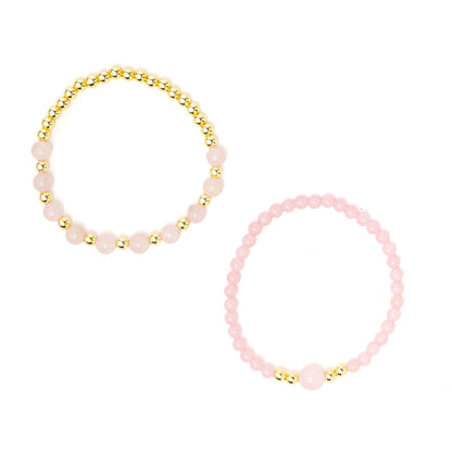 Bracelet rose quartz &amp; hematite set of 2 wholesale thumb