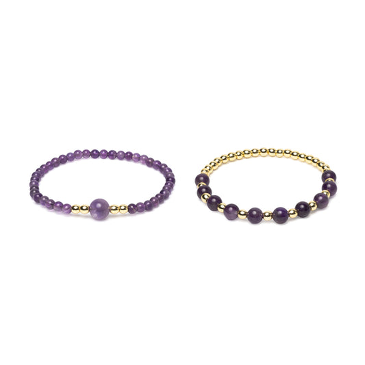 Braccialetto ametista ed ematite set da 2
