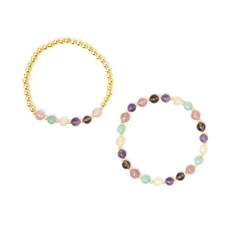 Armband meerkleurige gemengde edelstenen met hematiet set van 2 groothandel