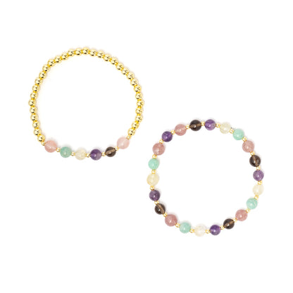 Armband meerkleurige gemengde edelstenen met hematiet set van 2 groothandel thumb