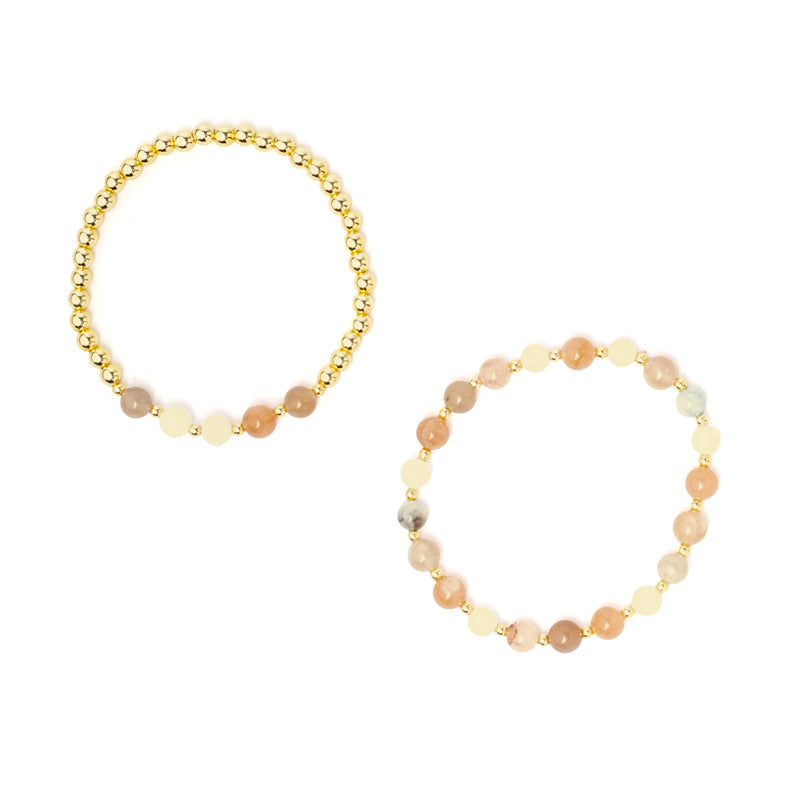 Pulsera piedras semipreciosas mixtas pastel con hematita set de 2 al por mayor