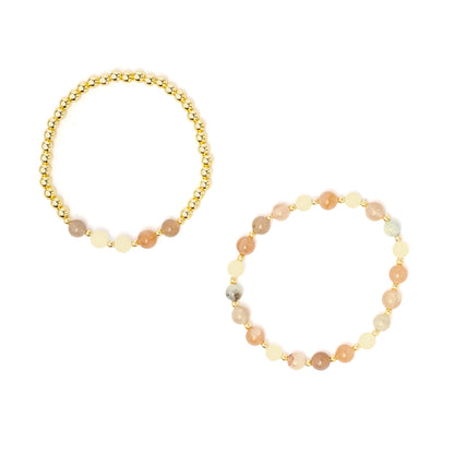 Pulsera piedras semipreciosas mixtas pastel con hematita set de 2 al por mayor thumb