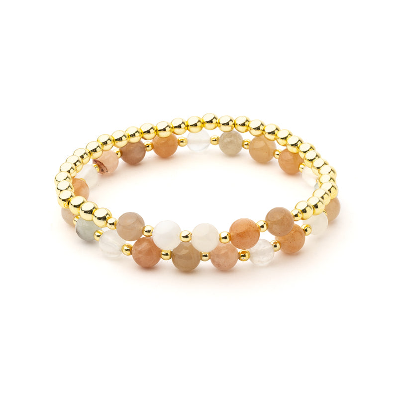 Pulsera piedras semipreciosas mixtas pastel con hematita set de 2