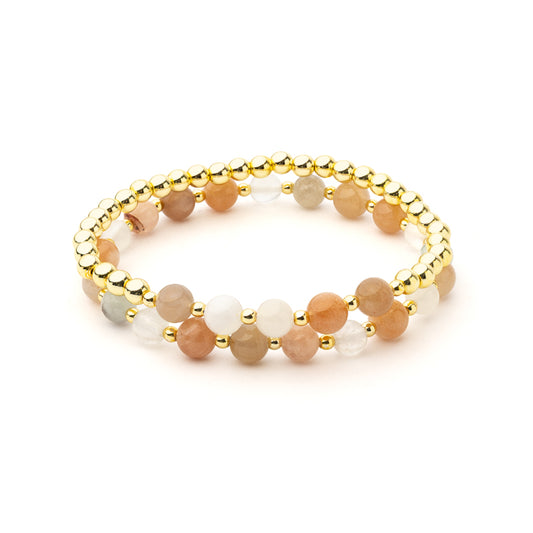 Bracelet pierres précieuses mélangées pastel avec hématite lot de 2
