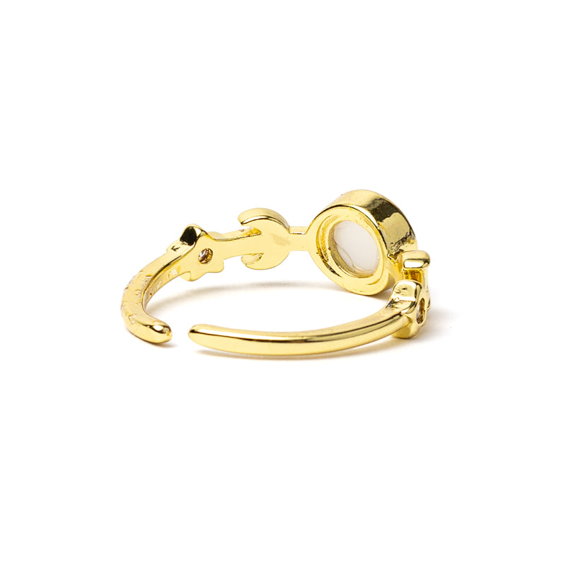 Anello fasi lunari con agata bianca