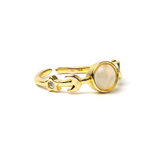 Ring Mondphasen mit weißem Achat