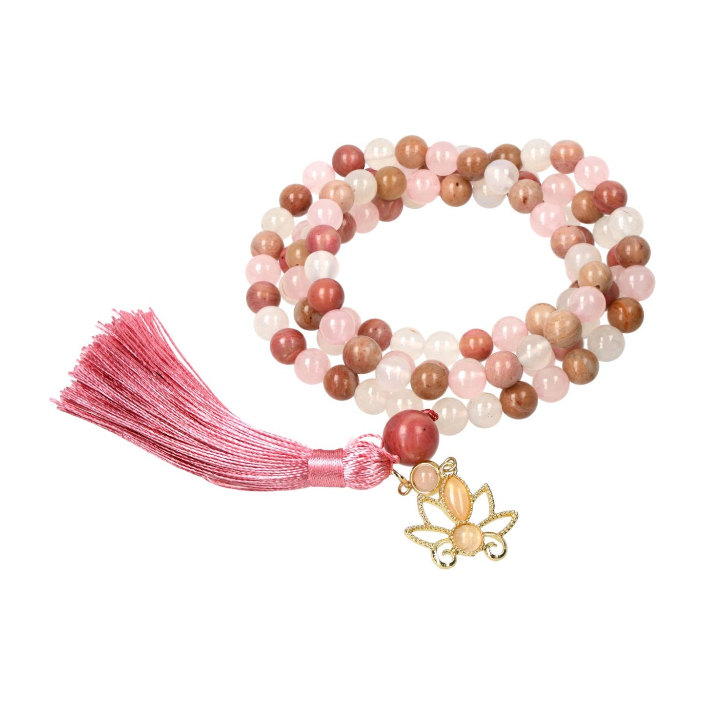 Mala lotus, rhodoniet, rozenkwarts & witte agaat - 12739