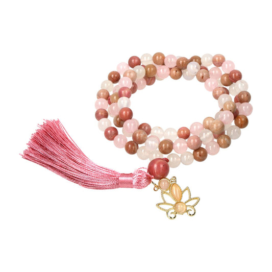 Mala lotus, rhodoniet, rozenkwarts & witte agaat - 12739