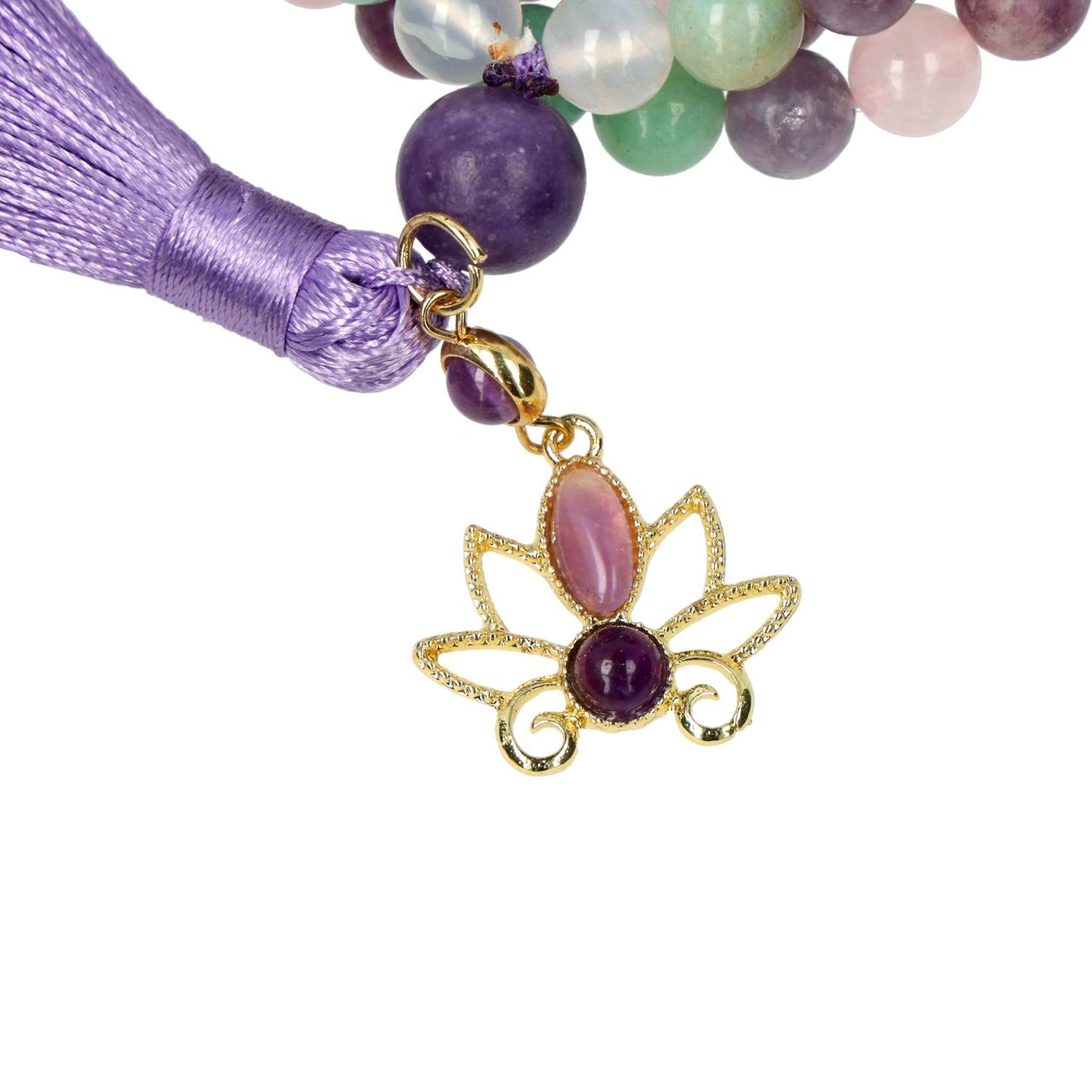 Mala lotus, lepidoliet, amazoniet, witte agaat & rozenkwarts - 12740