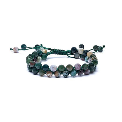 Bracelet agate double rang ajustable thumb