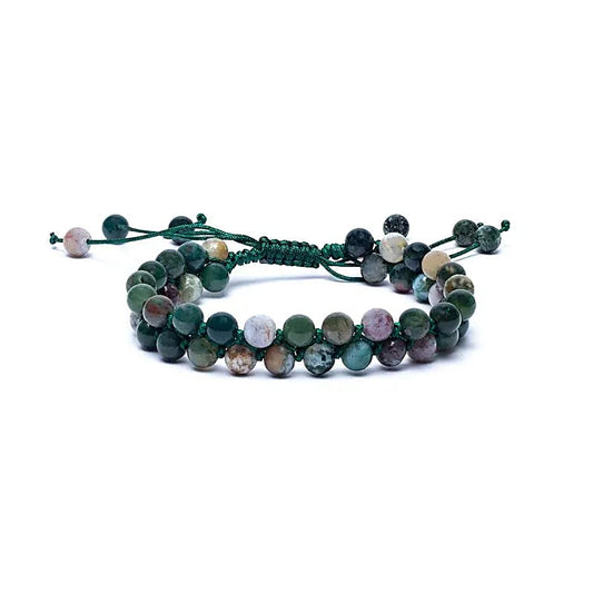 Bracelet agate double rang ajustable