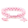 Bracelet en Quartz Rose double rang ajustable