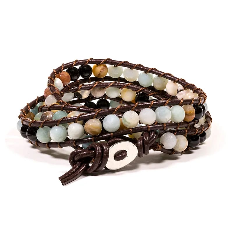 Bracelet amazone / agate noire de gros