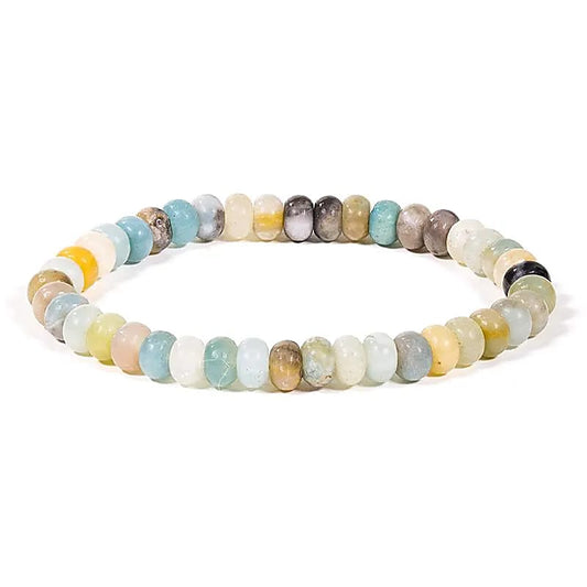 Pulsera elástica cuentas ovaladas de amazonita