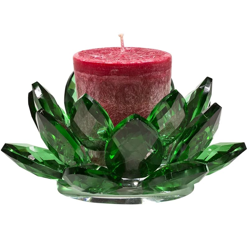 Lotus candle holder crystal green