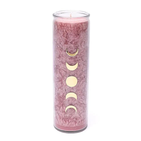 Candela stearina fasi lunari rosa antico non profumata