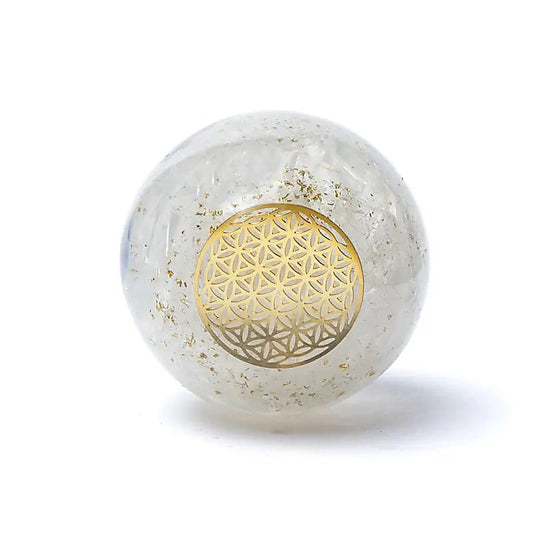 Orgonite sphere selenite flower of life