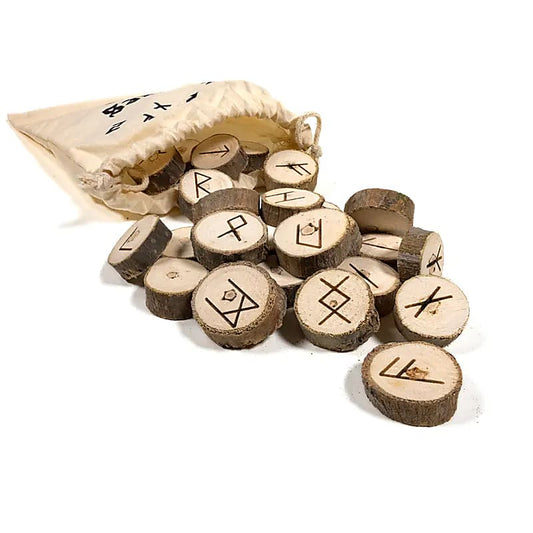 Gioco oracolo delle rune di legno in borsa di cotone