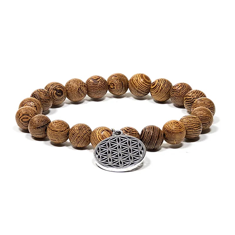 Mala/Armband Wengeholz elastisch Blume des Lebens