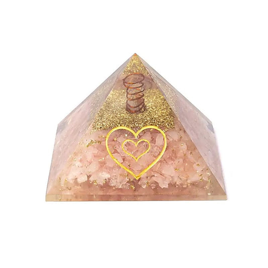 Orgonit Pyramide Rosenquarz mit Herz
