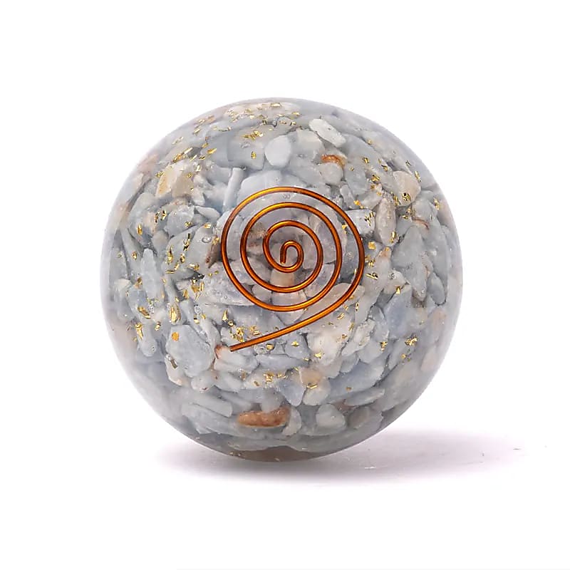 Orgonite sfera angelite con ali d'angelo